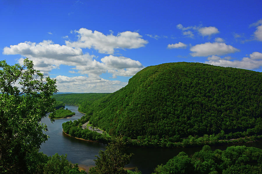 Delaware Water Gaps Mount Minsi and Delaware River With Spring Green Photograph by Raymond Salani III