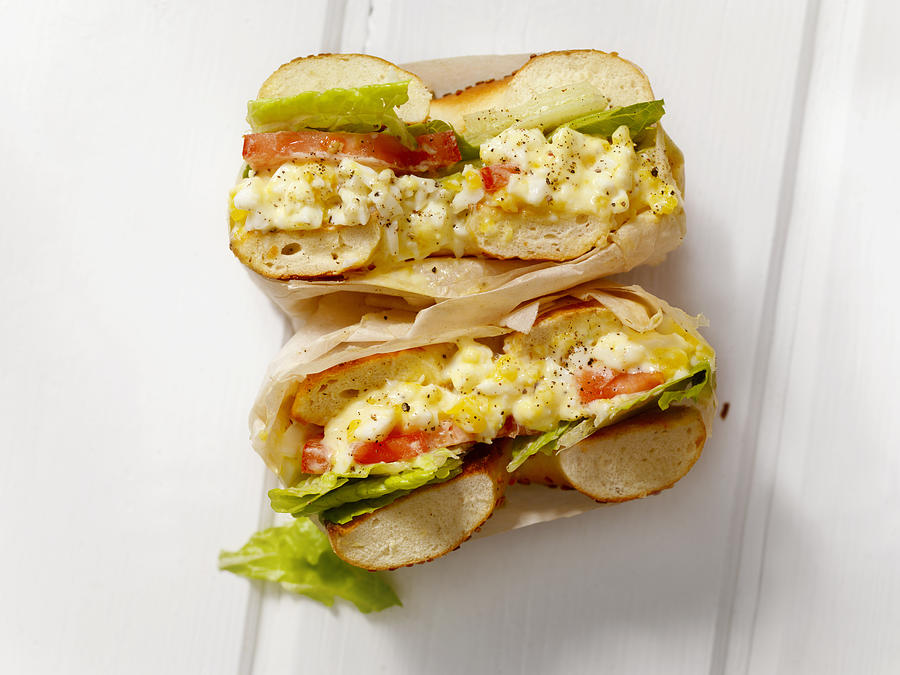 Deli Style Egg Salad Bagel Sandwich Photograph by LauriPatterson