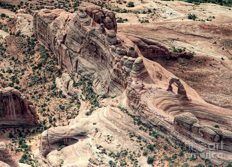 Delicate Arch in Arches National Park Aerial Photograph by David Oppenheimer
