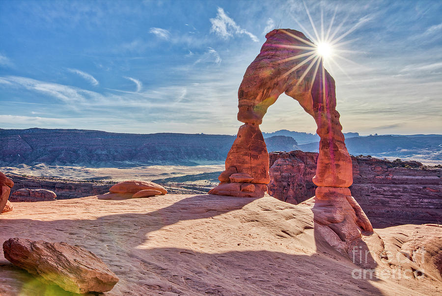 Delicate Arch Sun Flare Arches National Park Utah Photograph by Dustin K Ryan