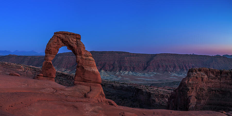 Delicate Arch Twilight Panorama Photograph by Andrew Soundarajan