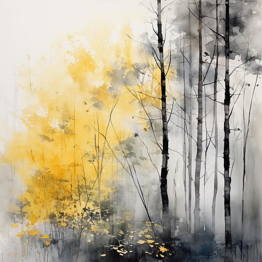 Delicate Autumn Leaves in Watercolor Painting by Lourry Legarde