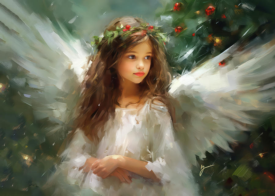 Delicate Christmas Angel Painting by Greg Collins