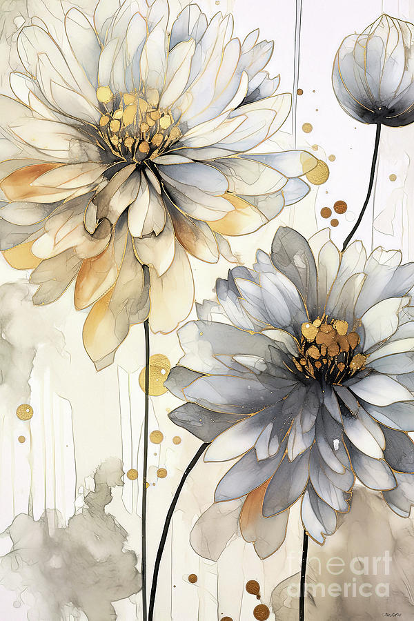 Dahlia Flowers Painting - Delicate Dahlias by Tina LeCour