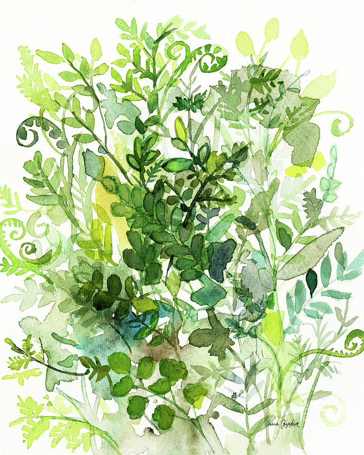 Unique Painting - Delicate Fern Oasis in Green by Sue Zipkin