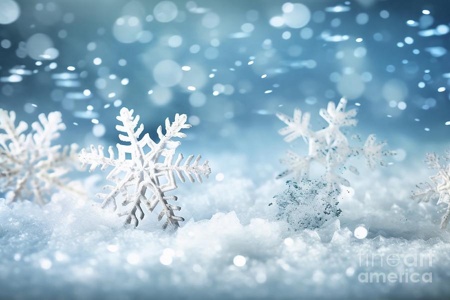 Delicate snowflakes, a Christmas background for designs, copy sp Photograph by Joaquin Corbalan