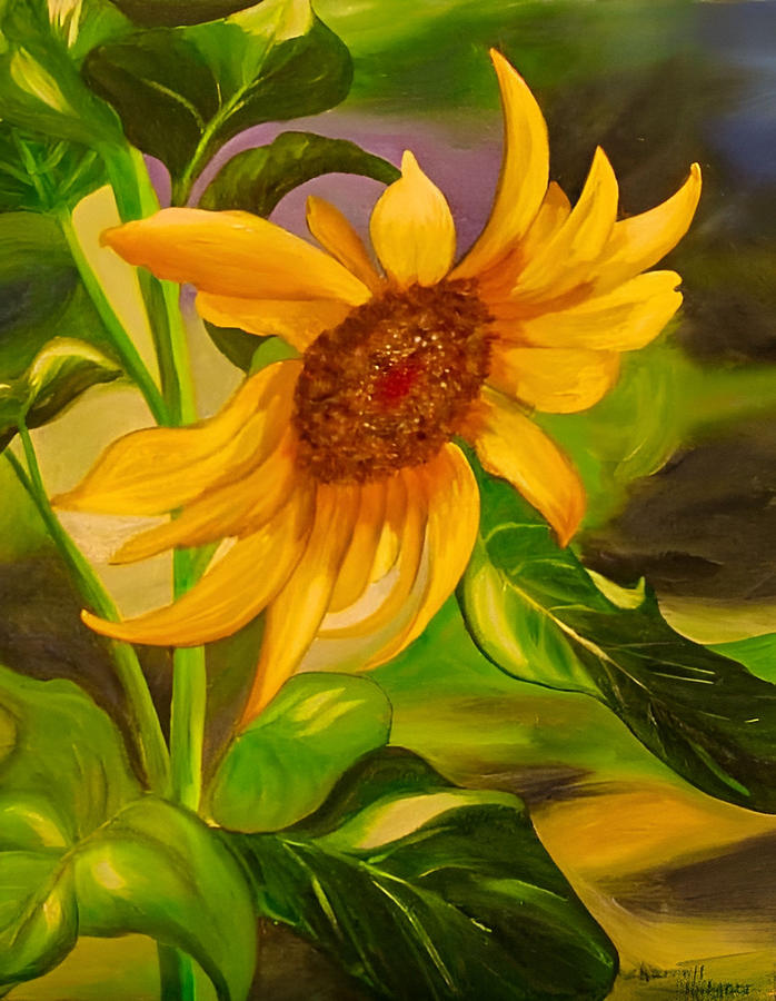 Delicate Sunflower Painting by Sherrell Rodgers