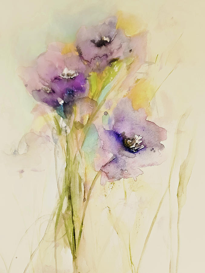 Delicate Watercolor Floral Painting by Lisa Kaiser