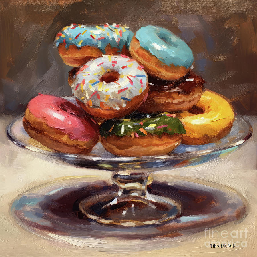 Donut Painting - Delicious Donuts by Tina LeCour