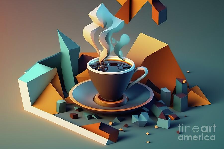 Delicious drink with coffee, isometric and simple, with fun colo Photograph by Joaquin Corbalan