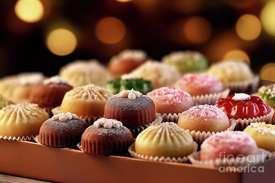 Delicious traditional handmade Christmas sweets, for sale at a m Photograph by Joaquin Corbalan
