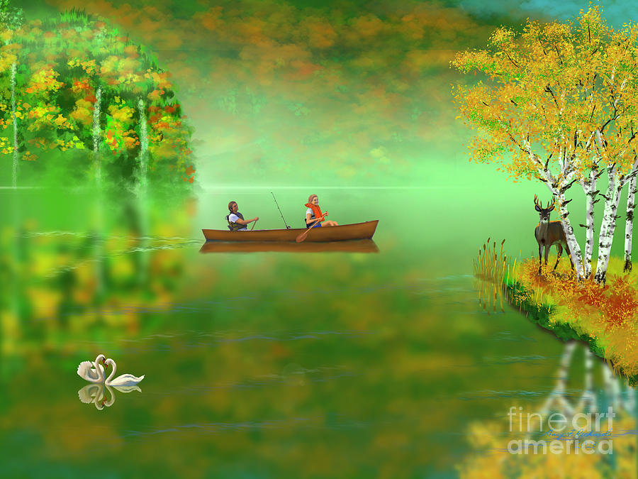 Delightful Autumn Canoe Trip Digital Art by Gary F Richards