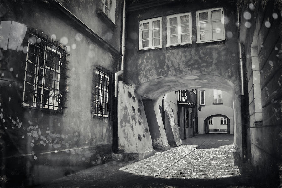 Delightful Dawna Street Warsaw Black and White  Photograph by Carol Japp