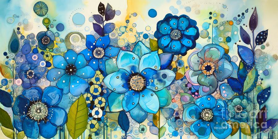 Spring Painting - Delightful Delphinium Garden by Tina LeCour