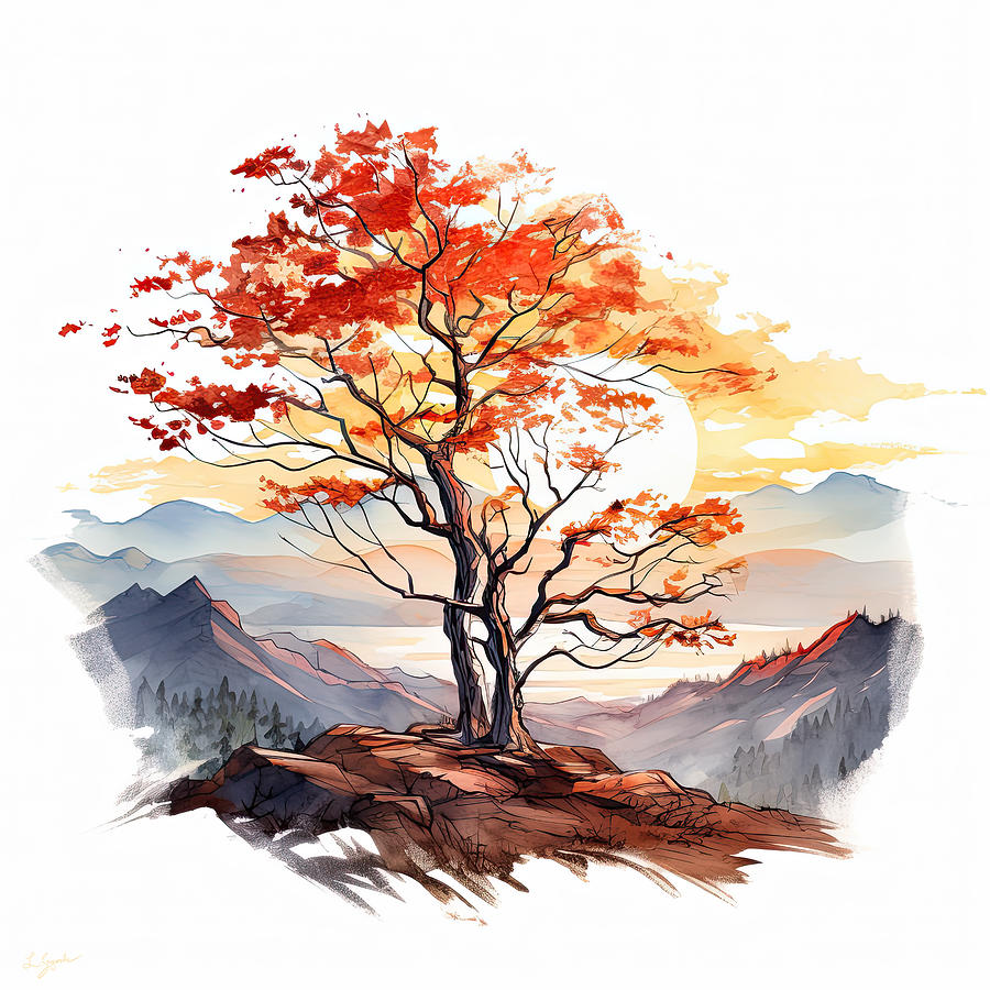 Delightful Fall - Contemporary Watercolors of the Four Seasons Digital Art by Lourry Legarde