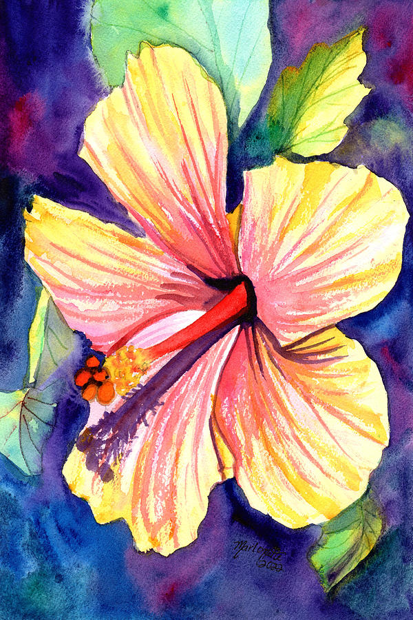 Delightful Hibiscus Painting by Marionette Taboniar