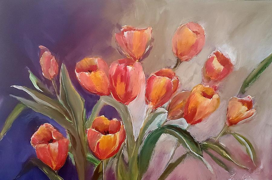 Delightful Tulip Acrylic Study Painting by Lisa Kaiser