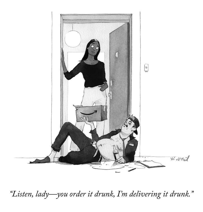 Delivering It Drunk Drawing by Will McPhail