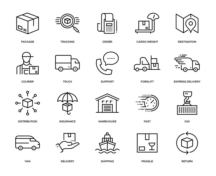 Delivery Icon Set Drawing by Enis Aksoy Delivery Icon Set Drawing by Enis Aksoy