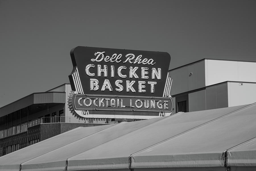 Dell Rhea Cocktail Lounge and Chicken Basket on Historic Route 66 in Willowbrook Illinois in BW Photograph by Eldon McGraw