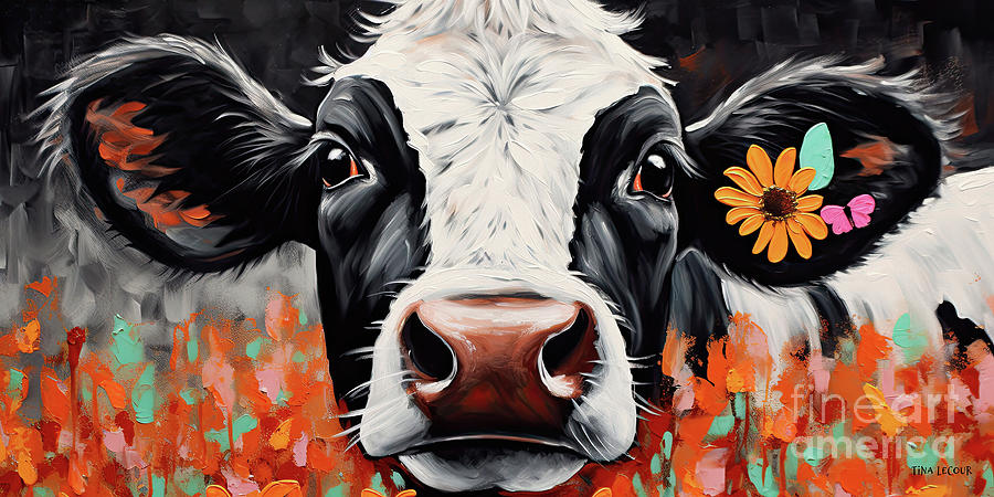 Della The Dairy Cow Painting by Tina LeCour