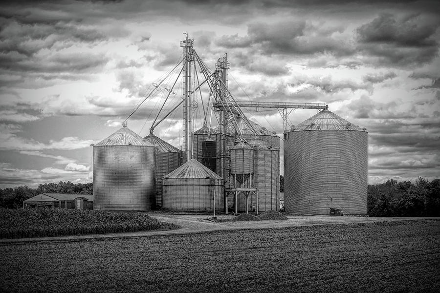 Delmarva Grain Elevator in Black and White Photograph by Bill Swartwout