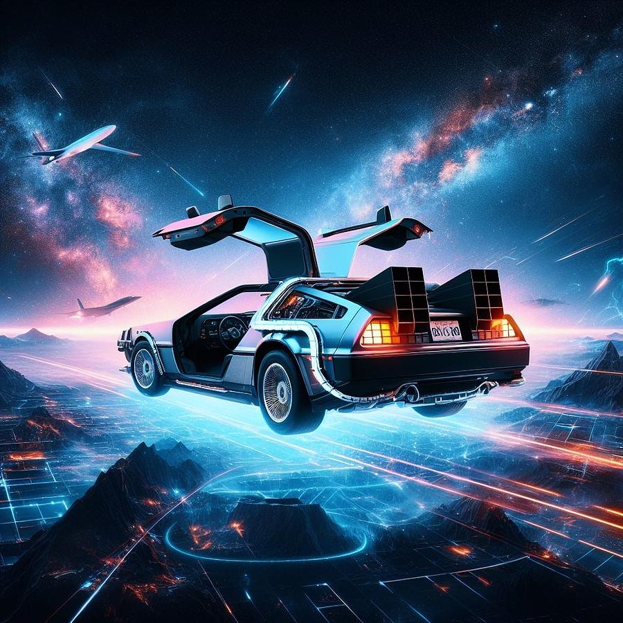 DeLorean car in space Digital Art by Stephen Legge - Fine Art America