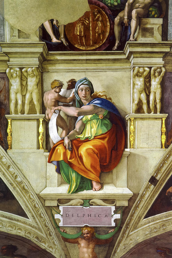 Michelangelo Painting - Delphic Sibyl, Sistine Chapel by Michelangelo