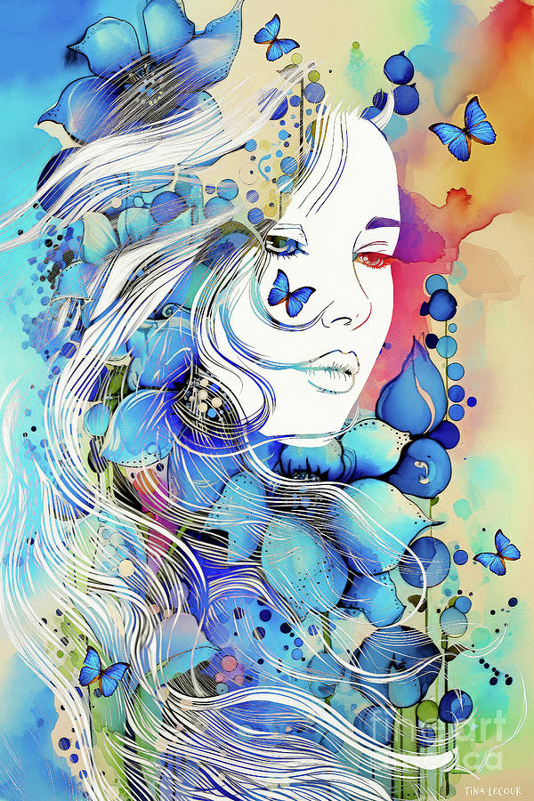 Fantasy Digital Art - Delphinium Goddess by Tina LeCour