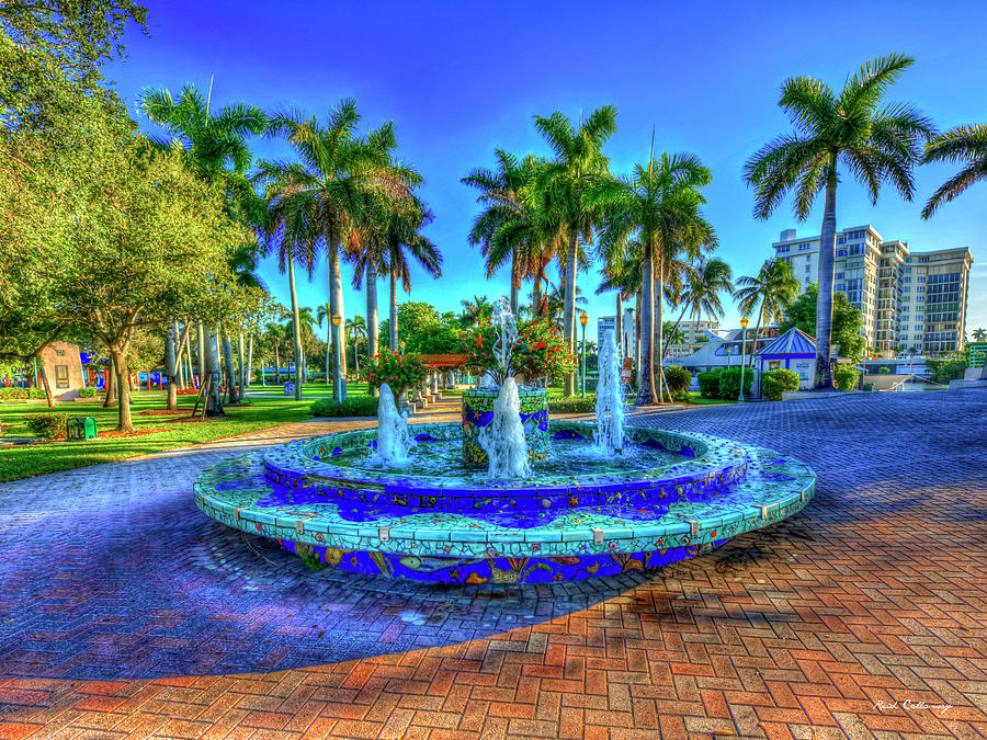 Delray Beach FL Veterans Park Fountain Recreation Center Landscape Art Photograph by Reid Callaway