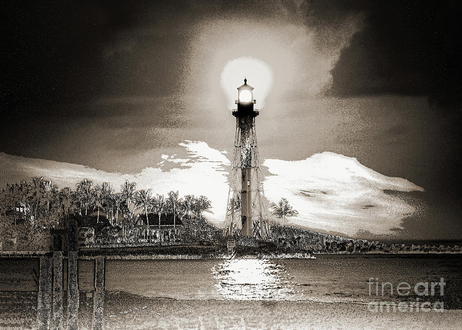 Delrey Beach Lighthouse - Sepia Digital Art by Anthony Ellis