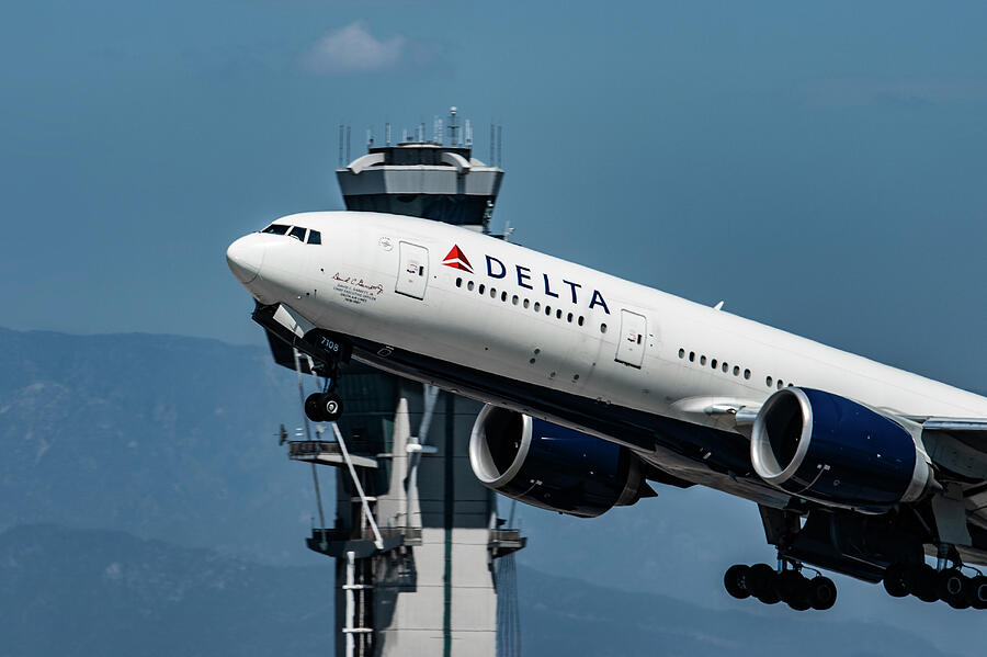 Delta Air Lines Boeing 777 at Los Angeles Photograph by Erik Simonsen
