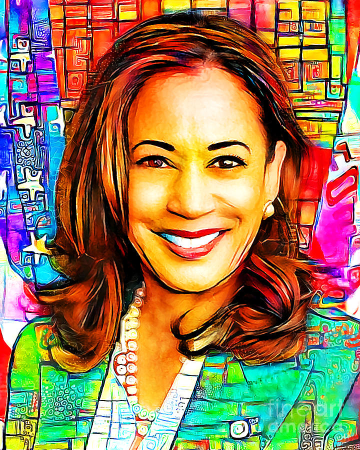 Democratic Vice Presidential Nominee Kamala Harris in Vibrant Contemporary Colors 20201012 v3a Photograph by Wingsdomain Art and Photography