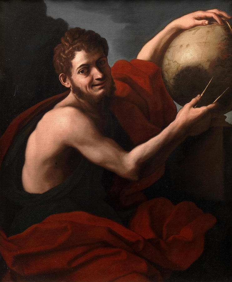 Democritus Painting by Attributed to Giovanni Domenico Cerrini