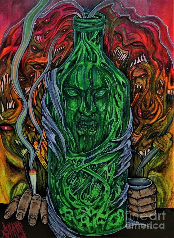 Demon Alcohol Painting by Sam Hane