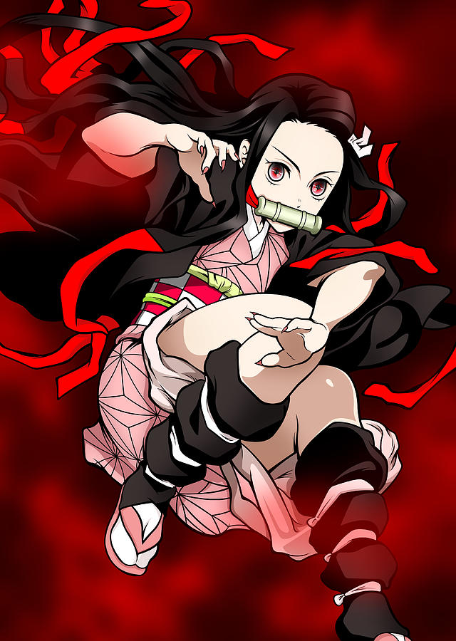 Demon Slayer Kimetsu No Yaiba Nezuko Kamado Blood Demon Art Best Anime Posters Digital Art By Team Awesome