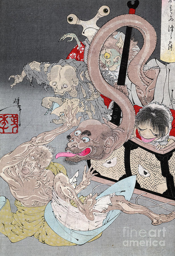 Demons, c1885 Drawing by Taiso Yoshitoshi