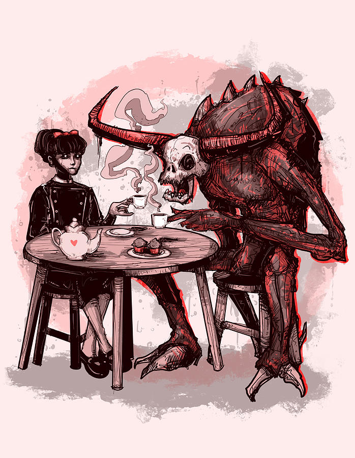 Demons For Breakfast Drawing by Ludwig Van Bacon