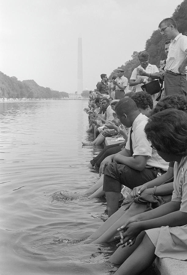 Demonstrators Near Reflecting Pool - March on Washington - 1963 Photograph by War Is Hell Store