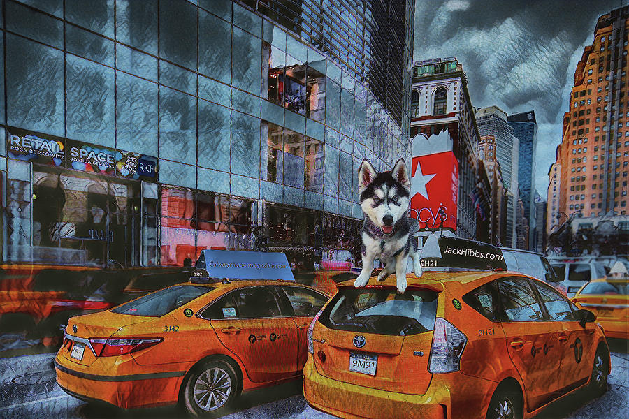 Denali goes to the City Mixed Media by Dennis Baswell