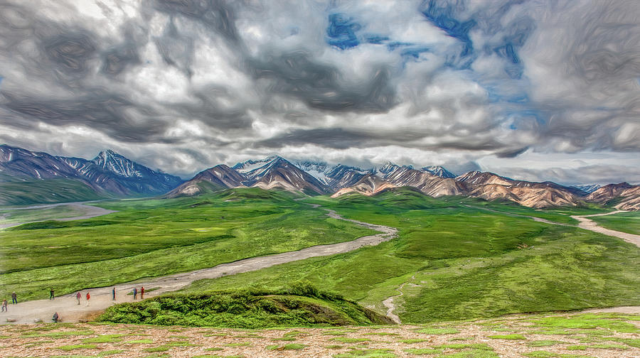Denali Is  A Wild and Rugged Land, Painterly Photograph by Marcy Wielfaert