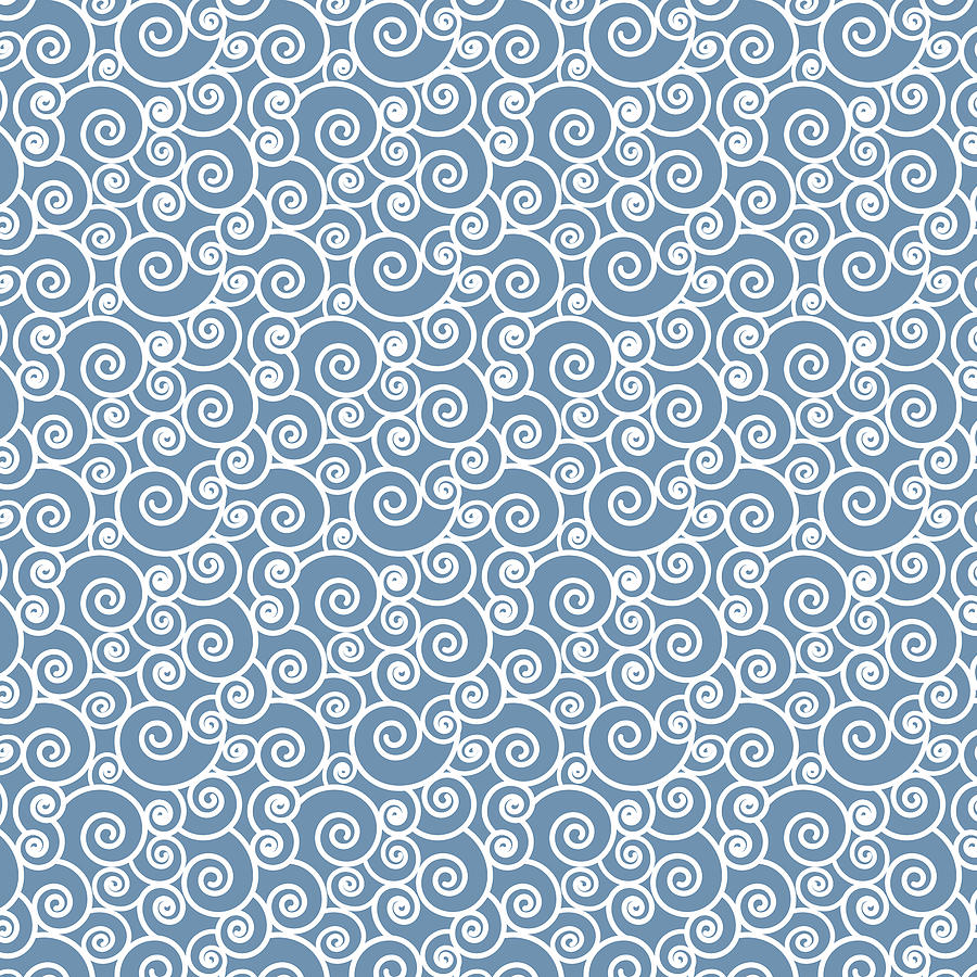 Denim Blue and White Abstract Wave Pattern Digital Art by Bridget ...