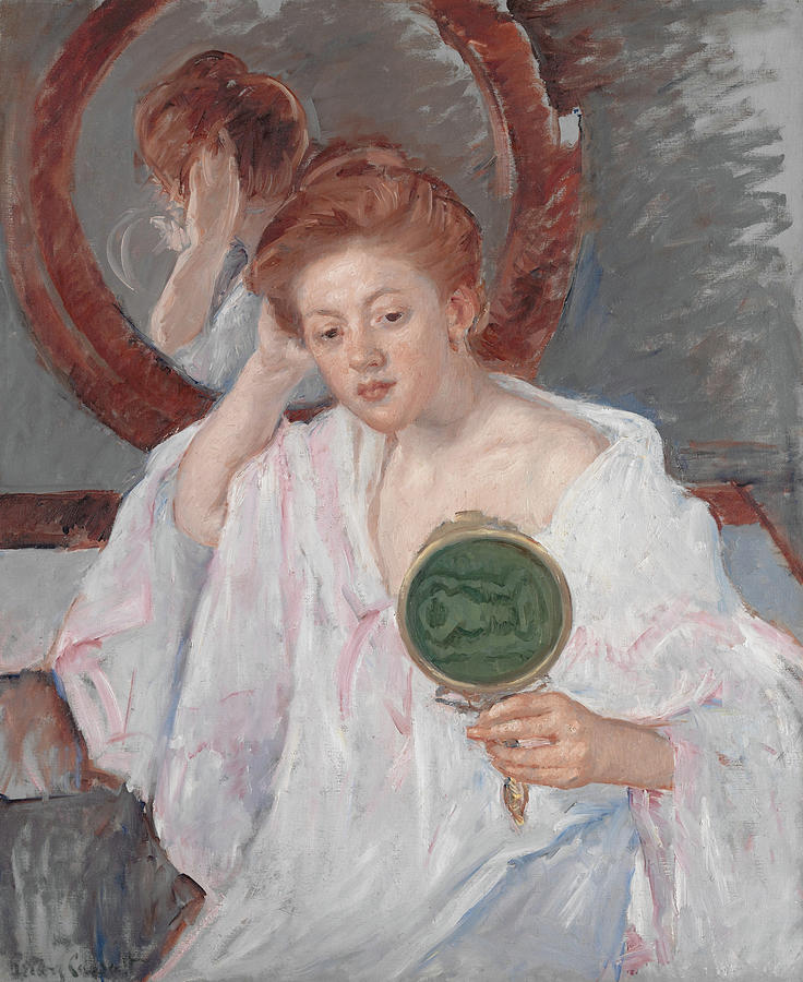 Denise at Her Dressing Table, circa 1908-1909 Painting by Mary Cassatt