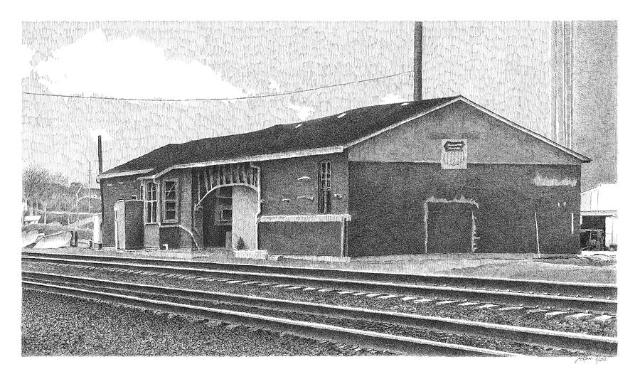 Denison Train Station Drawing by Joel Lueck