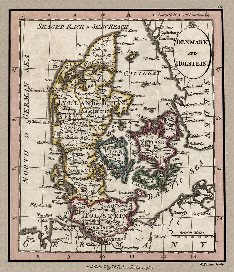 Denmark old map 1798 Photograph by Phil Cardamone