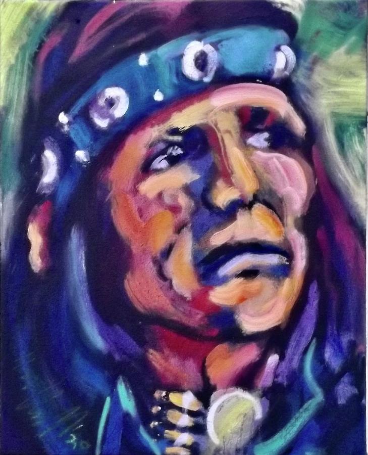 Dennis Banks Painting by Les Leffingwell