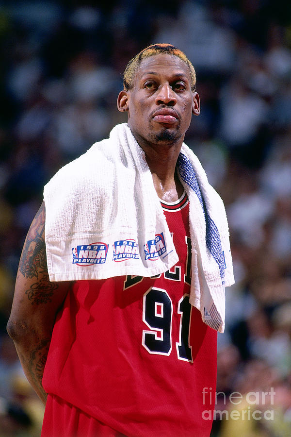 1998: Dennis Rodman #91 of the Chicago Bulls in action during the