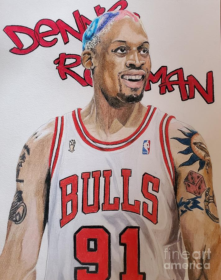 Dennis Rodman - The Worm Drawing by Melissa Jacobsen