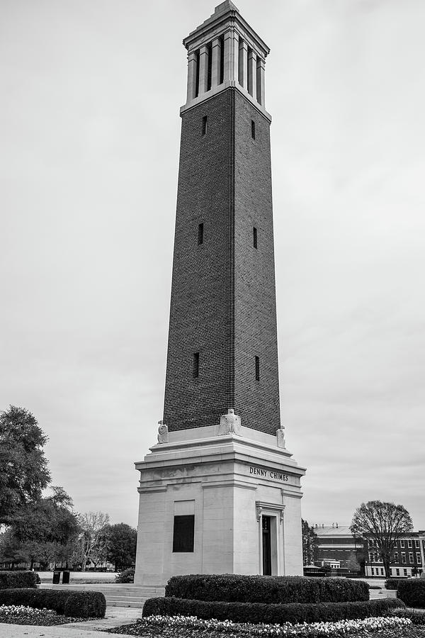denny chimes university of Alabama Black and white Photograph by John McGraw