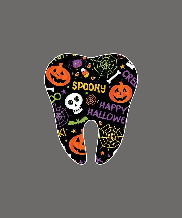 Dental Halloween Tooth Pumpkin Dentist Halloween T Tshirt Digital Art By Felix Fine Art America